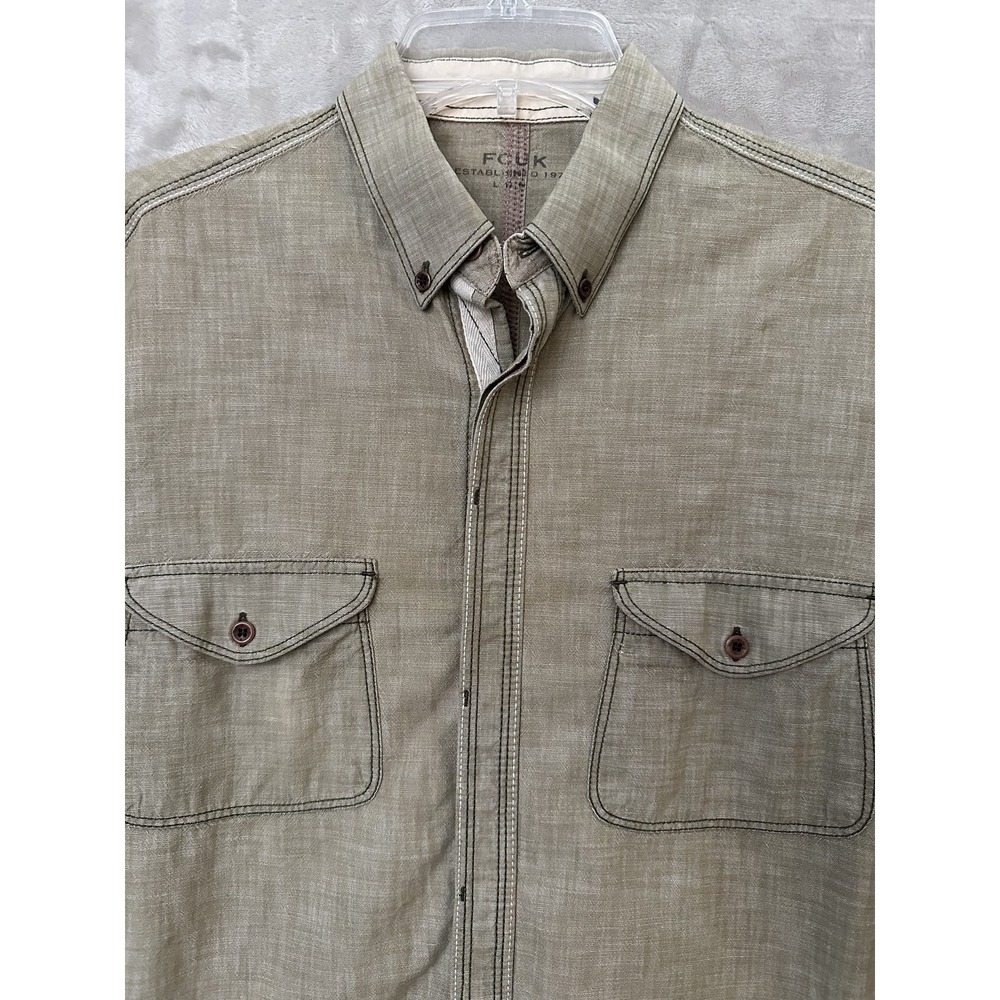 FCUK Shirt Mens Small Long Sleeve Button Down Workwear Casual Double Pocket - Picture 2 of 10